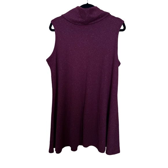 a.n.a Sleeveless Tunic Knit Sweater Size 1X Wine Polyester Linen Blend Cowl Neck - Picture 6 of 9